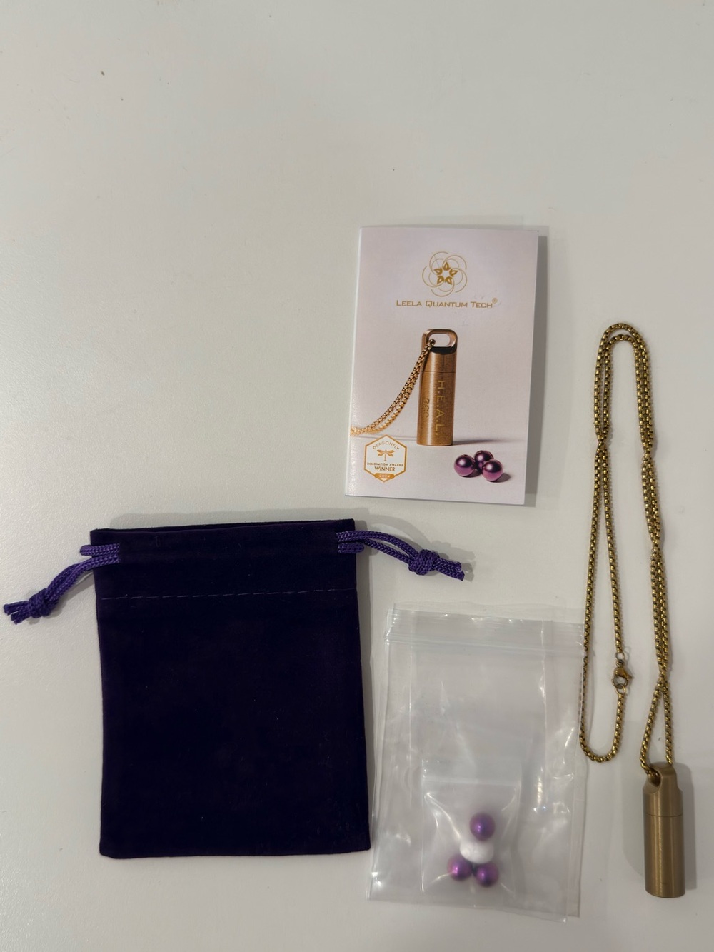 Leela Quantum Tech Booster Capsule Petite Golden Necklace - Picture 2 of 3